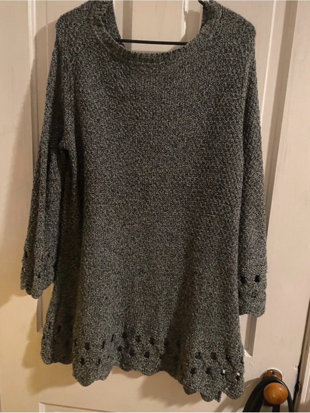 One A Gray Scoop Neck Knit Tunic Sweater